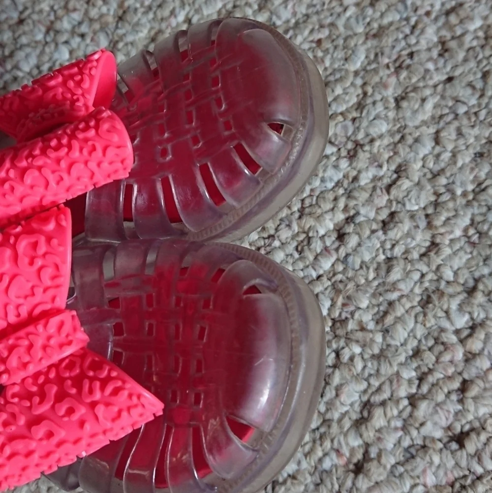 Mel By Melissa Toddler Clear Jelly Sandals Pink Leopard Bow Size 7